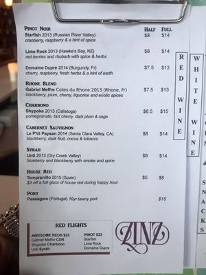 Menu photo 6 Zinz Wine Bar Corte Madera, CA