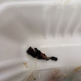 Piece of burnt chicken.