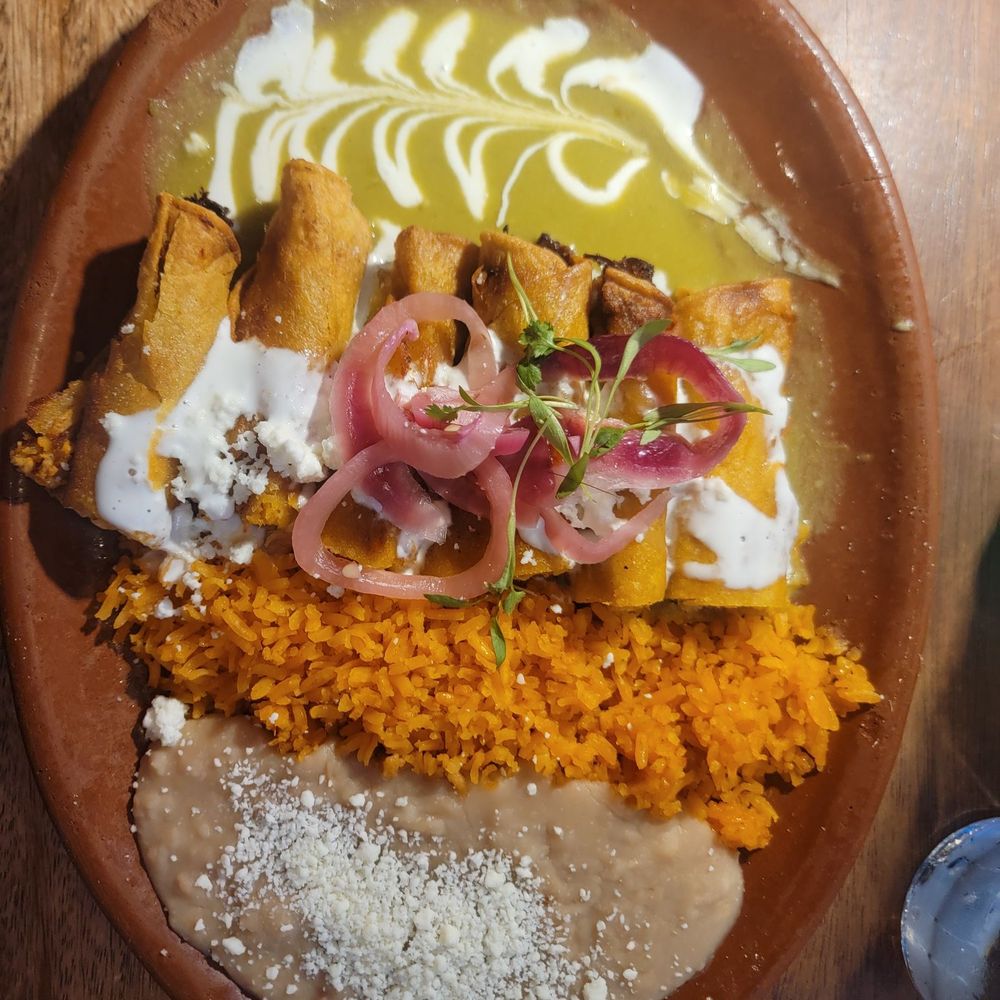 Rosa Madera - Flautas En Salsa Verde - Mexican Near Me - Santa Ana, California Rosa Madera - Flautas En Salsa Verde - Mexican Near Me - Santa Ana, California