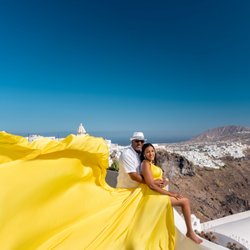 Pleasant Point Travel - Fly Dress Photo Shoot in Santorini..