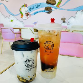 Uni Uni Bubble Tea - Black sesame latte and lychee peach jasmine boba tea. - Bubble Tea Near Me - Suwanee, Georgia Uni Uni Bubble Tea - Black sesame latte and lychee peach jasmine boba tea. - Bubble Tea Near Me - Suwanee, Georgia