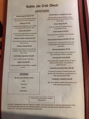 Menu photo 2 Bubba Jax Crab Shack Valdosta, GA