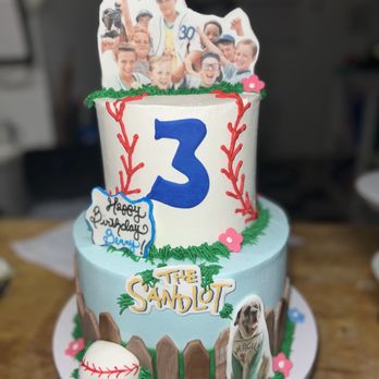 JessiCakes - a three - tiered birthday cake with a baseball theme - Bakeries Near Me - Syracuse, New York JessiCakes - a three - tiered birthday cake with a baseball theme - Bakeries Near Me - Syracuse, New York