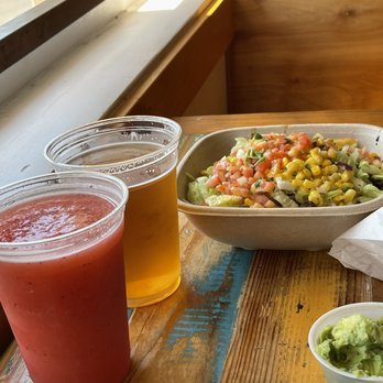 Oahu Mexican Grill - Margarita and castaway IPA, steak bowl and side of guacamole. - Tex-Mex Near Me - Honolulu, Hawaii