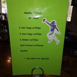 Sunday afternoon 2 buck menu