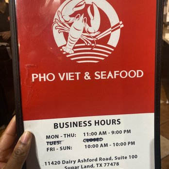 Pho Viet & Seafood - Front of menu - Vietnamese Near Me - Sugar Land, Texas Pho Viet & Seafood - Front of menu - Vietnamese Near Me - Sugar Land, Texas