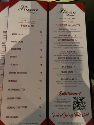 Menu photo 2 Piazza Lounge Las Vegas, NV Menu photo 2 Piazza Lounge Las Vegas, NV