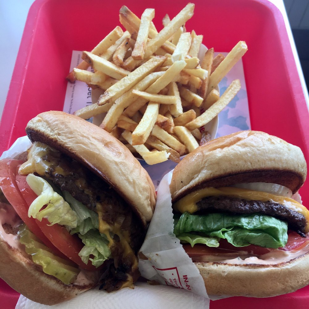 In-N-Out Burger - One regular cheeseburger and one animal style with fries - Burgers Near Me - Irving, Texas