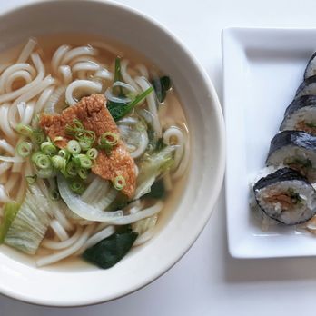 Sushia - Veggie udon + inari (tofu skin) roll - Sushi Bars Near Me - Burnaby, British Columbia Sushia - Veggie udon + inari (tofu skin) roll - Sushi Bars Near Me - Burnaby, British Columbia
