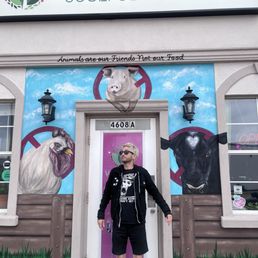 Exterior outside entrance of Vegan-ish Vibes - Me enjoying the cool animal friendly front - Baton Rouge, Louisiana Exterior outside entrance of Vegan-ish Vibes - Me enjoying the cool animal friendly front - Baton Rouge, Louisiana