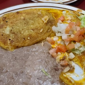 Los Volcanes Mexican Restaurant - Soft Chili Relleno,  cheese enchilada abs refried beans - Mexican Near Me - Parker, Colorado