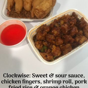 China House - Clockwise: Sweet & Sour sauce, chicken fingers, shrimp roll, pork fried rice and orange chicken - Chinese Near Me - St. Cloud, Florida China House - Clockwise: Sweet & Sour sauce, chicken fingers, shrimp roll, pork fried rice and orange chicken - Chinese Near Me - St. Cloud, Florida