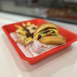In-N-Out Burger - Animal cheeseburger and animal fries