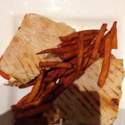 Arris' Pizza - Grecian Panini and sweet potato fries!