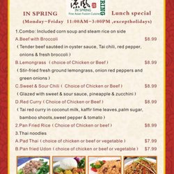 In Spring Fine Asian Fusion Cuisine - This is lunch Speical menu they serving at lunch time from Mon-Fri，until 3PM，really good price！nice chinese and tai food！