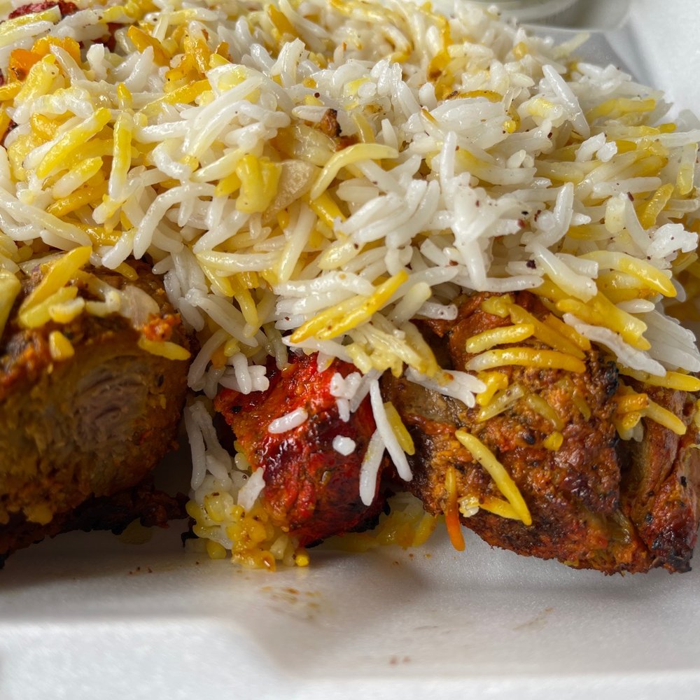 Baba Kabob - Lamb and chicken kabob with rice. - Mediterranean Near Me - Poway, California Baba Kabob - Lamb and chicken kabob with rice. - Mediterranean Near Me - Poway, California