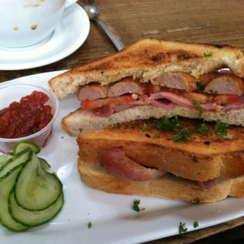 Farmgate Cafe - Bacon, sausage, and grilled tomato sandwich - Irish Near Me - Cork, Colorado