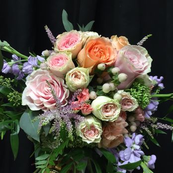 Michelle's Floral Boutique - Wedding Bridal Flowers include: garden roses, stocks and seeded eucalyptus - Florists Near Me - Calgary, Alberta