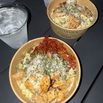 Pasta Viva - Cheese Wheel Pasta (Build-Your-Own) Bowls (1 with chicken & 1 with shrimp) - Italian Near Me - Huntington Beach, California
