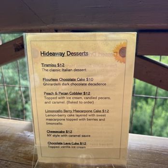 Hideaway House - Dessert menu - Pizza Near Me - Sedona, Arizona Hideaway House - Dessert menu - Pizza Near Me - Sedona, Arizona