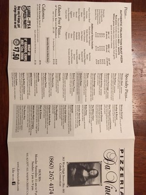 Menu photo 2 Pizzeria Da Vinci East Hampton, CT Menu photo 2 Pizzeria Da Vinci East Hampton, CT