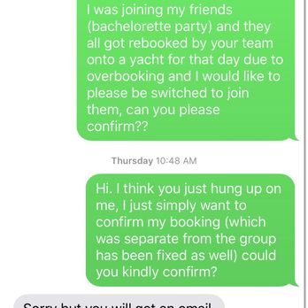 South Beach Party Boats - After being screamed at and hung up on by the owner, he apologized and said I would get a confirmation email - which I never received - Boat Charters Near Me - Miami, Florida South Beach Party Boats - After being screamed at and hung up on by the owner, he apologized and said I would get a confirmation email - which I never received - Boat Charters Near Me - Miami, Florida