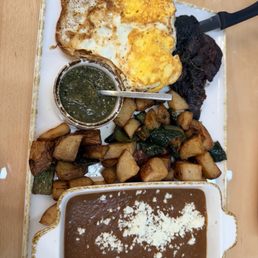 Tasajo steak with eggs and potatoes Tasajo steak with eggs and potatoes