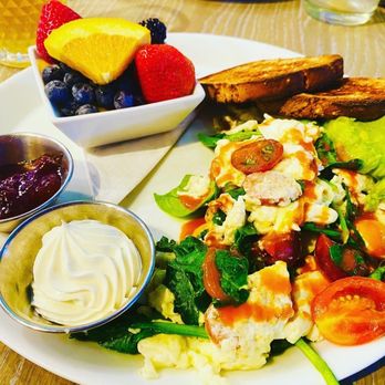 The Hen - North Side Scramble with Fruit and Gluten-free Toast - Breakfast & Brunch Near Me - Ann Arbor, Michigan