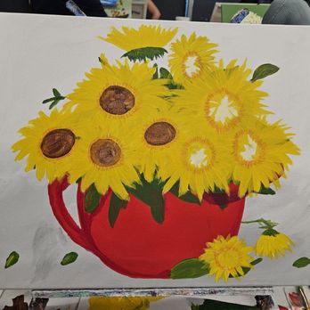 Purple Easel - My Van Gogh sunflowers are showing - Paint & Sip Near Me - Ontario, California Purple Easel - My Van Gogh sunflowers are showing - Paint & Sip Near Me - Ontario, California