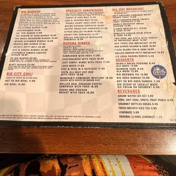 Big City Diner - The menu - Diners Near Me - Kaneohe, Hawaii