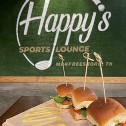 Happy's Sports Lounge - Veggie Sliders with tomato, spinach, mushroom and honey mustard