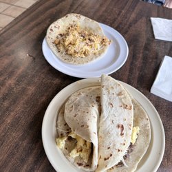 Zapata's Mexican Restaurant - Top~Chorizo, Egg and Cheese...Bottom~Chorizo, Egg and Cheese...Bacon, Egg and Cheese.