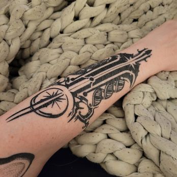 Dark Water - Blackwork, abstract, sword tattoo by Josaline Green. Pre-made design by Josaline. - Tattoo Near Me - Berkeley, California Dark Water - Blackwork, abstract, sword tattoo by Josaline Green. Pre-made design by Josaline. - Tattoo Near Me - Berkeley, California