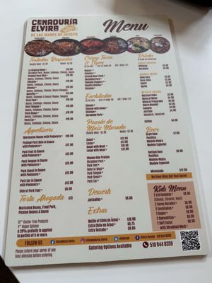 Menu photo 1 Cenaduria Elvira Oakland, CA
