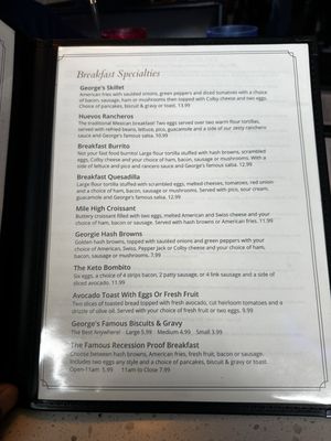 Menu photo 2 George's Family Restaurant Springfield, MO