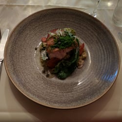The Global Village Restaurant - Hake with risotto.