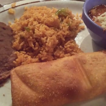 Los Cucos Mexican Cafe - Shrimp chimichanga with rice and refried beans - Tex-Mex Near Me - Katy, Texas
