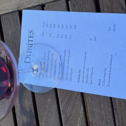 Dunites Wine - Syrah-Grenache and December 2033 menu