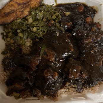 Caribbean Authentic Cuisine - Oxtails, red beans and rice and greens - Caribbean Near Me - Sterling Heights, Michigan