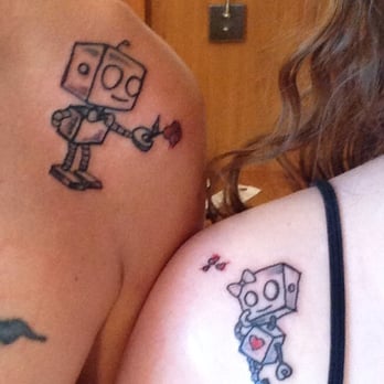 Mom's Tattoos - "Robot Love" tattooed by Debbie on 9/23/2013. - Tattoo Near Me - Austin, Texas