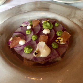 Spruce - Citrus-Cured Kampachi (with daikon radish, avocado and yuzu)($28) - American Near Me - San Francisco, California Spruce - Citrus-Cured Kampachi (with daikon radish, avocado and yuzu)($28) - American Near Me - San Francisco, California