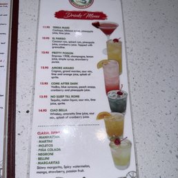 Cocktail menu Cocktail menu