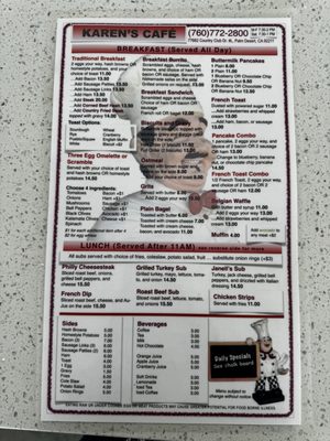 Menu photo 1 Karen's Cafe Palm Desert, CA Menu photo 1 Karen's Cafe Palm Desert, CA