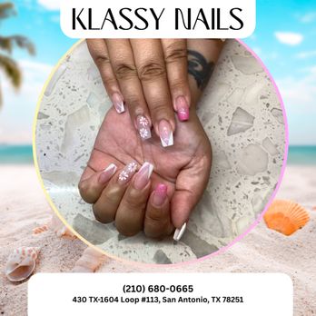 Klassy Nails - Sweater weather looks better with a little sparkle on your nails.
 Schedule your rhinestone set today! - Nail Salons Near Me - San Antonio, Texas