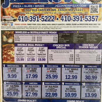 Jillianos Pizza - Menu 1 - Pizza Near Me - Essex, Maryland