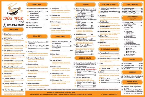 Menu photo 7 Thai Wok ToGo Las Vegas, NV