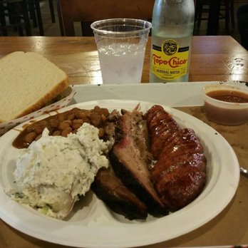Stiles Switch BBQ & Brew - Brisket spicy sausage beans and potato salad - Barbeque Near Me - Austin, Texas