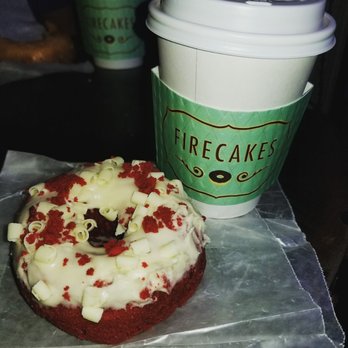 Firecakes Donuts - Red velvet donut with mocha cafe - Donuts Near Me - Chicago, Illinois
