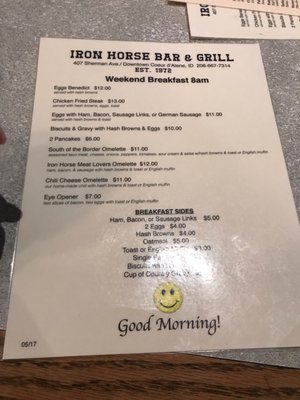Menu photo 2 Iron Horse Coeur D Alene, ID