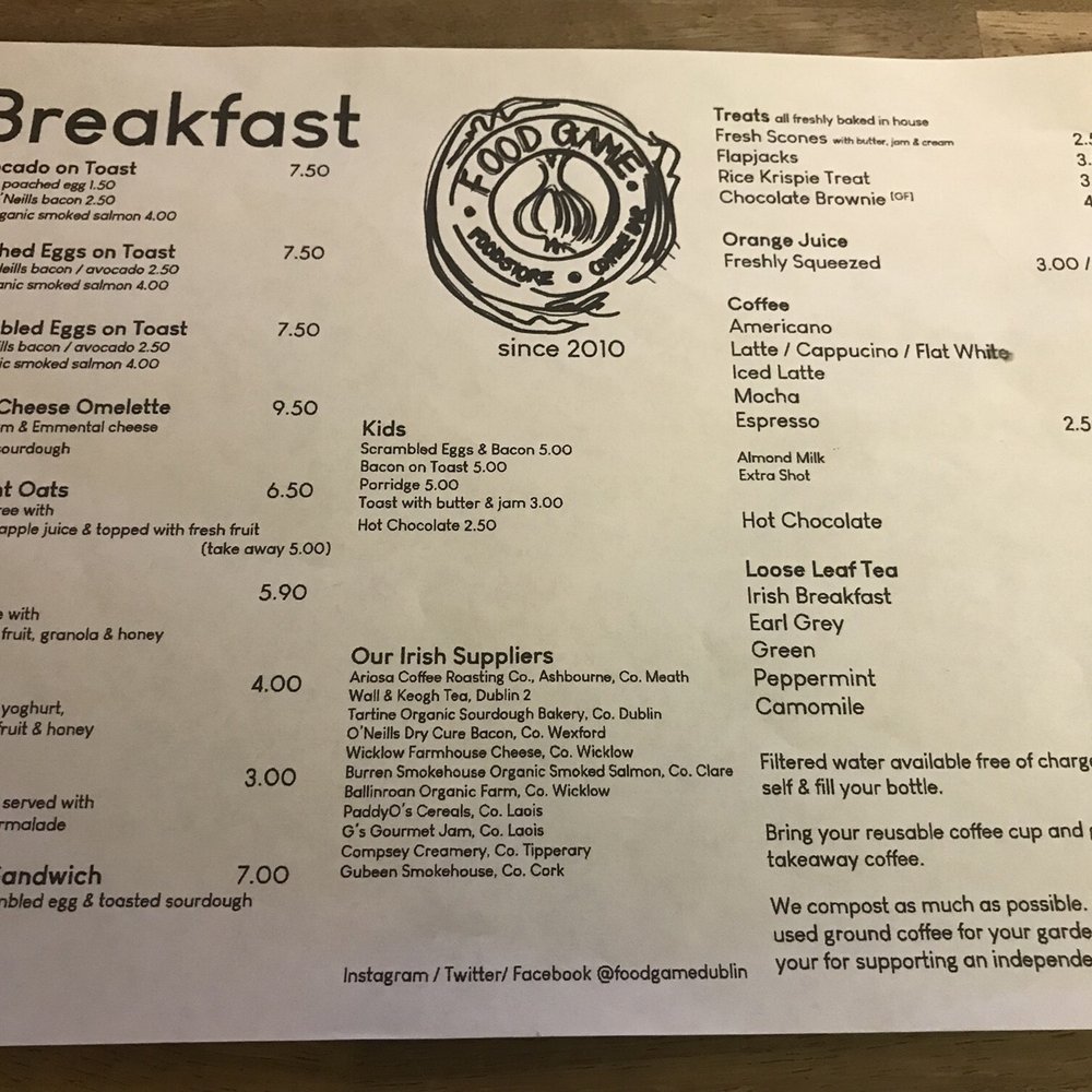 Food Game - Breakfast menu! - Breakfast & Brunch Near Me - Dublin, D